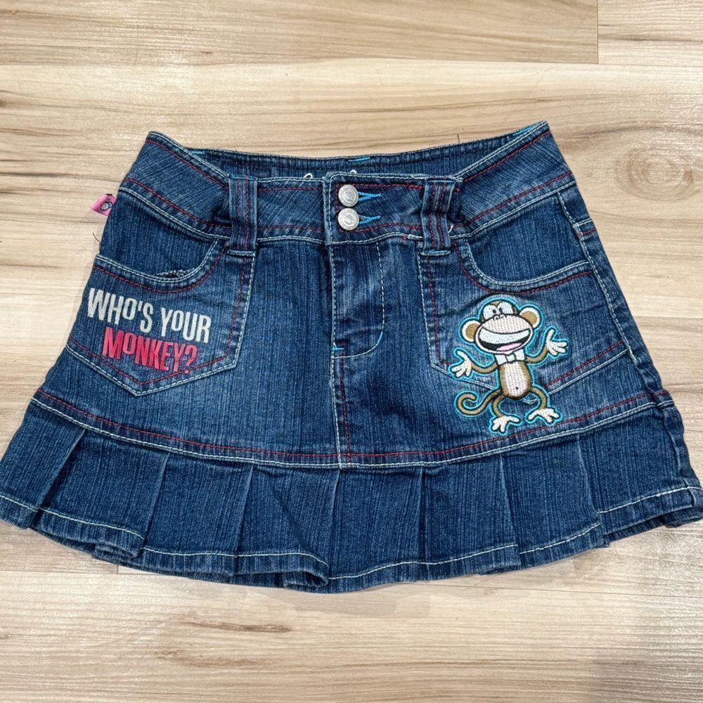 Bobby Jack Y2K Denim Mini Skirt Embroidered Girls 8